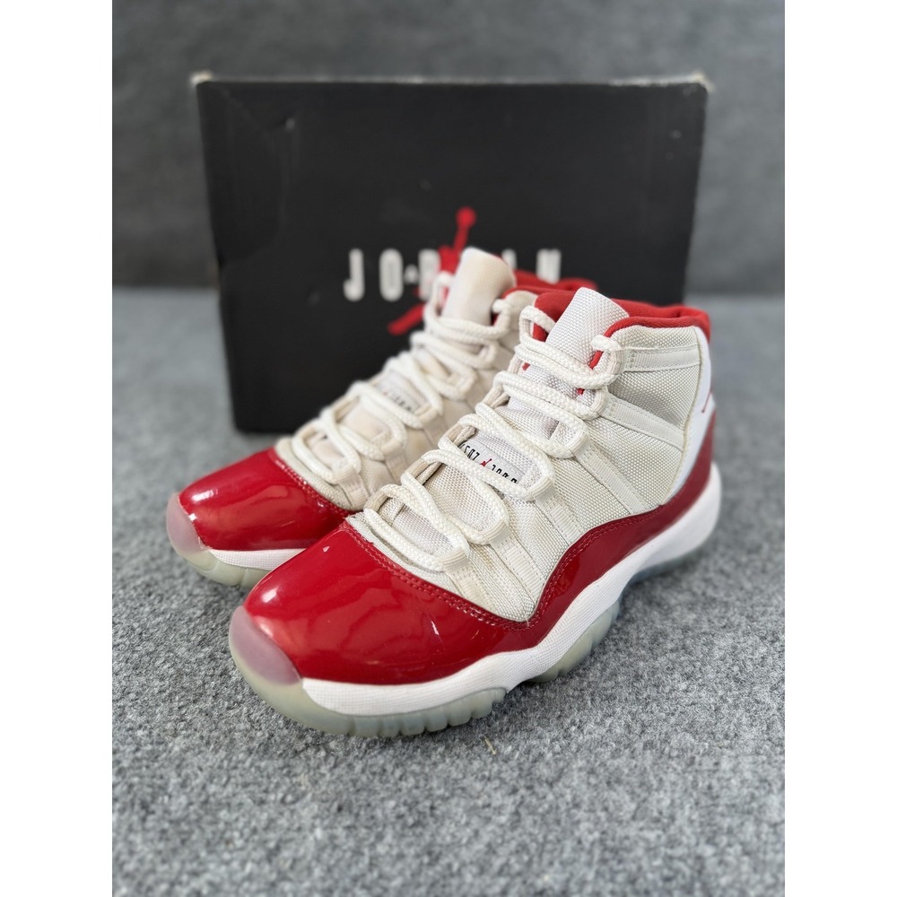 Nike Air Jordan 11 Retro Shoes Youth 7Y White Red Sneakers 378038-116